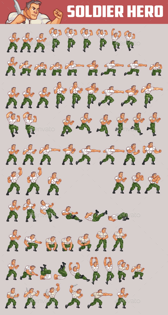 Soldier Hero Sprite - Sprites Game Assets
