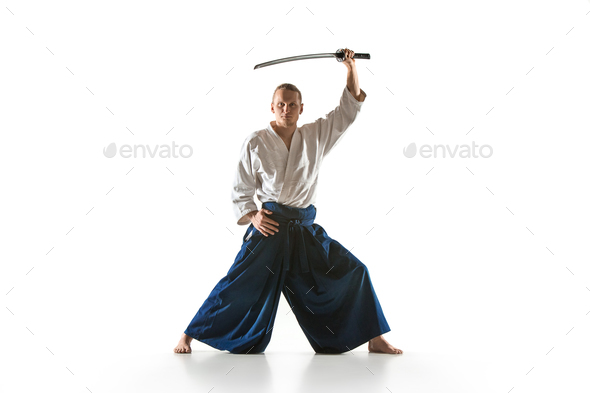 The young man are training Aikido at studio - Stock Photo - Images