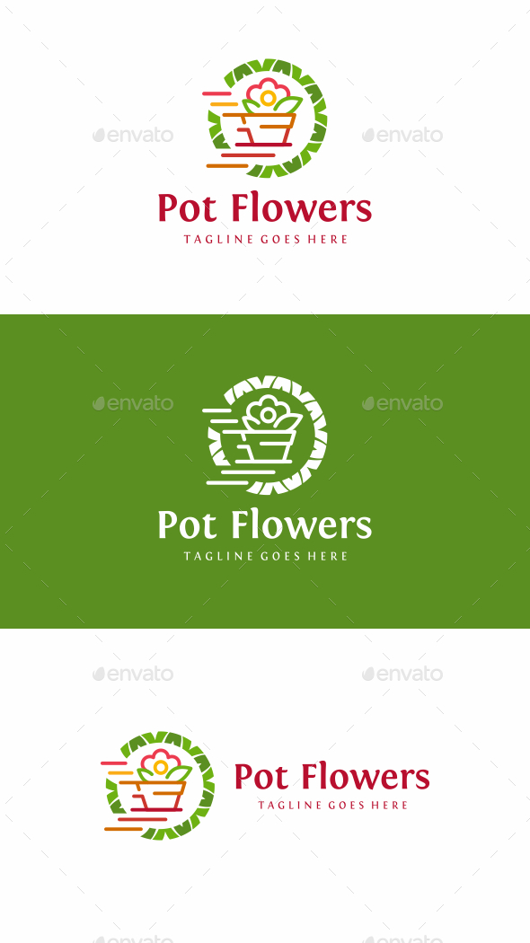 Pot Flowers - Nature Logo Templates