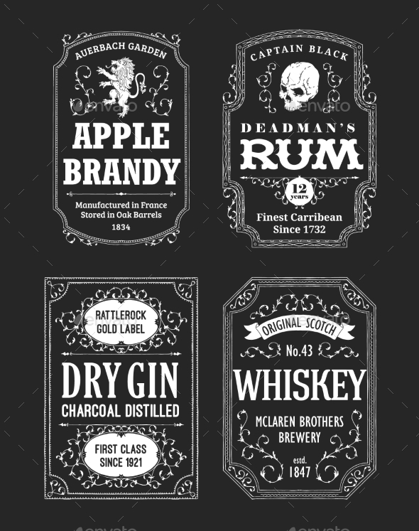 Alcohole Labels Set - Food Objects