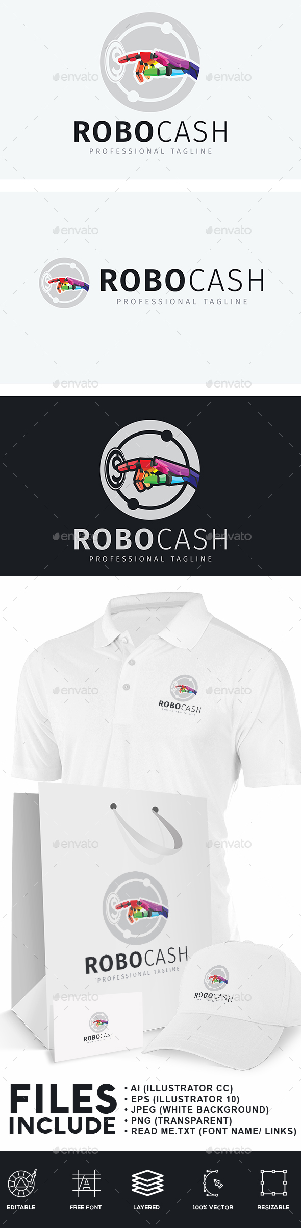 Robot Cash Logo - Humans Logo Templates