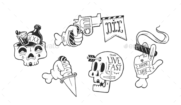 Strange Skater Stickers - Miscellaneous Vectors