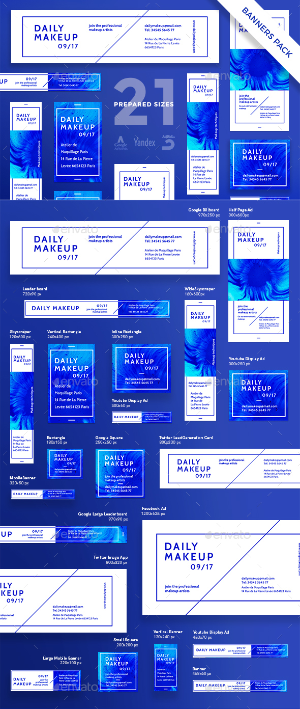 Daily Makeup Banner Pack - Banners & Ads Web Elements