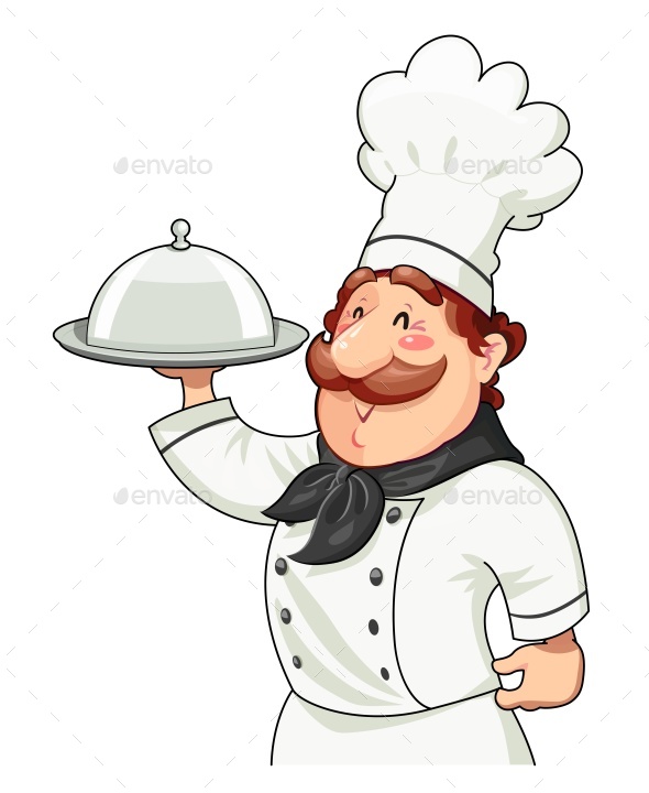Cook with Tray for Food and Lid - People Characters