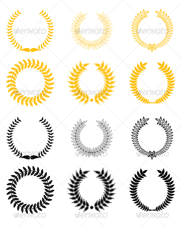 Set 2 of laurel wreaths - Decorative Vectors