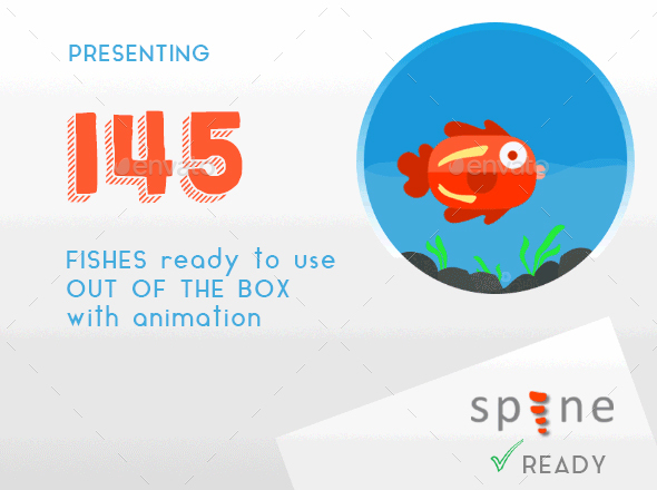145 Animated Origami Fishes - Sprites Game Assets