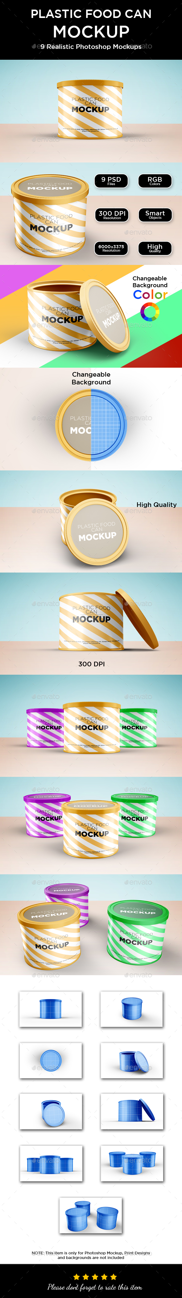 Plastic Food Can Mockup - Food and Drink Packaging