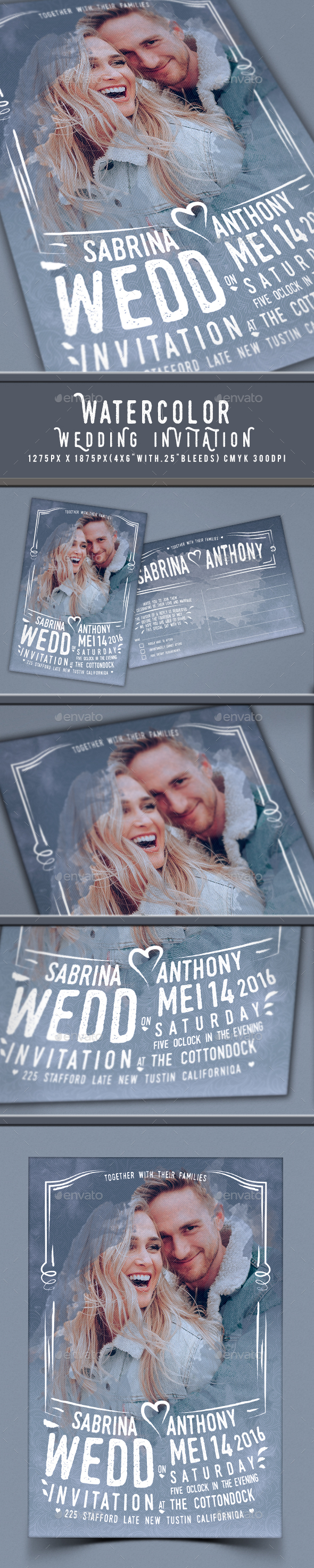 Watercolor Wedding Invitation - Invitations Cards & Invites