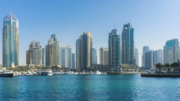 Dubai Marina Towers and Canal in Dubai