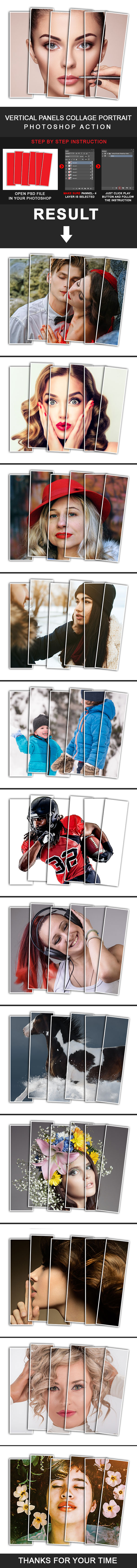 Vertical Panels Portrait Photoshop Action - Photo Effects Actions