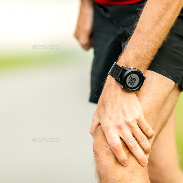 Knee pain running injury - Stock Photo - Images