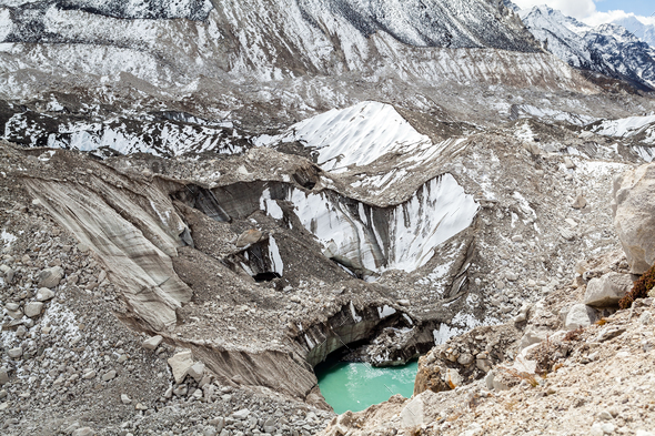 Himalaya mountains global warming climate change - Stock Photo - Images