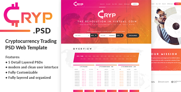Cryptocurrency Trading PSD Web Template