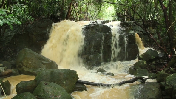 Affluent Waterfall in Rain Season on Island Koh Samui, Thailand alt