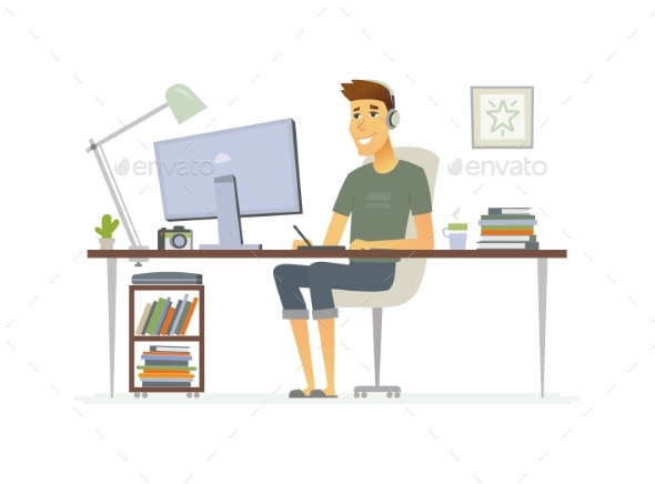 Freelance Worker Cartoon People Character - People Characters