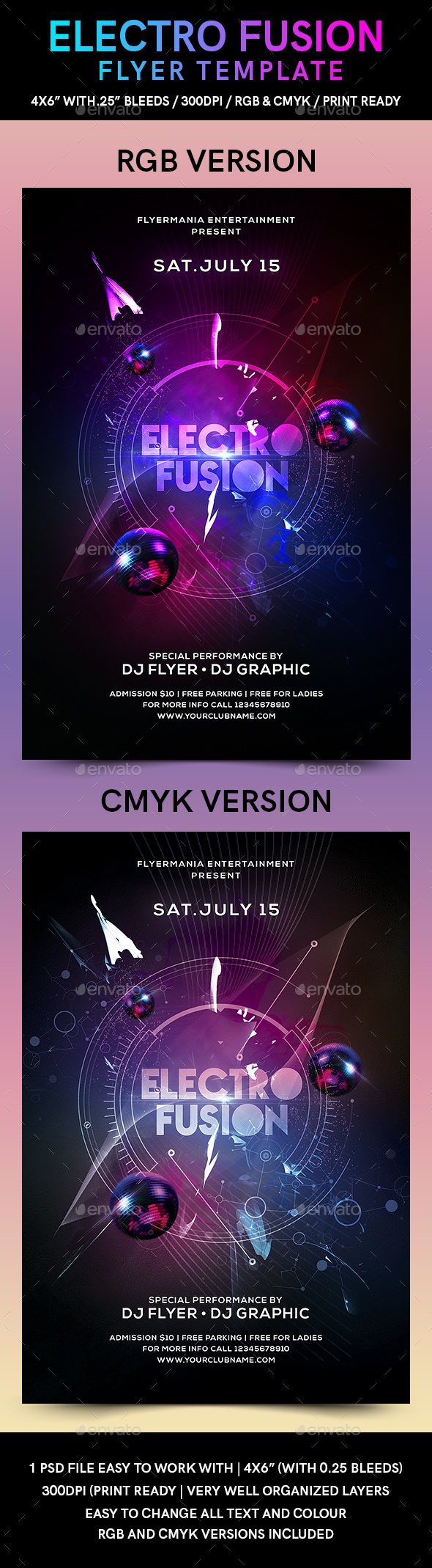 Electro Fusion Flyer Template - Clubs & Parties Events