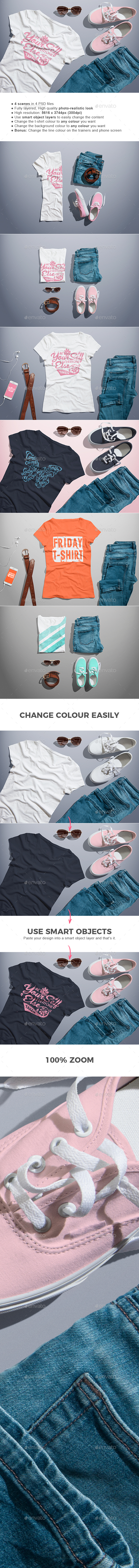 Female T-shirt Mock-up - T-shirts Apparel