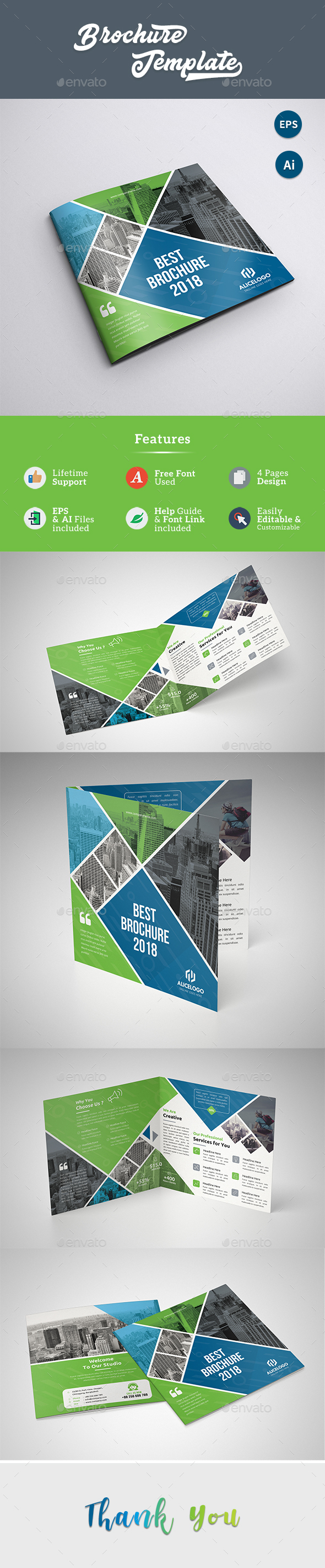 Square Bi-Fold Brochure Template - Corporate Brochures
