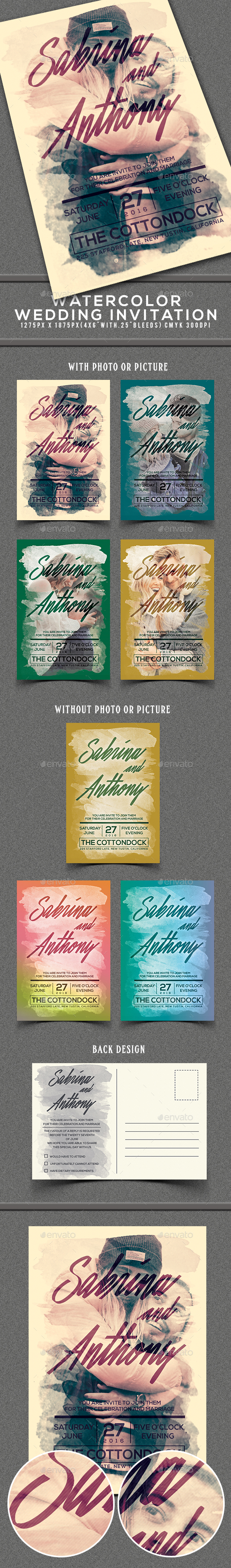 Watercolor Wedding Invitation - Invitations Cards & Invites