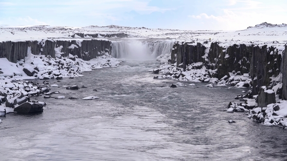 Icelandic Landscape with Waterfall