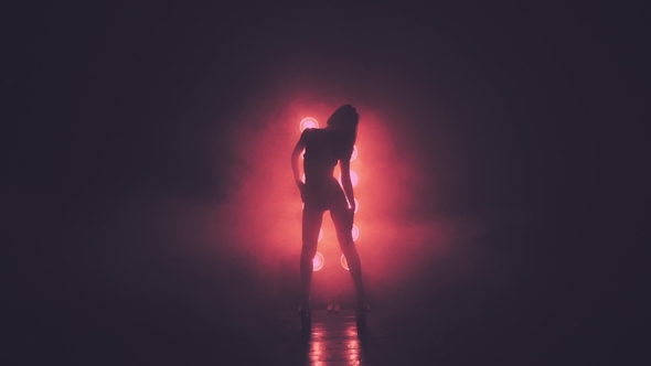 Silhouette of Dancing Woman in Smoke