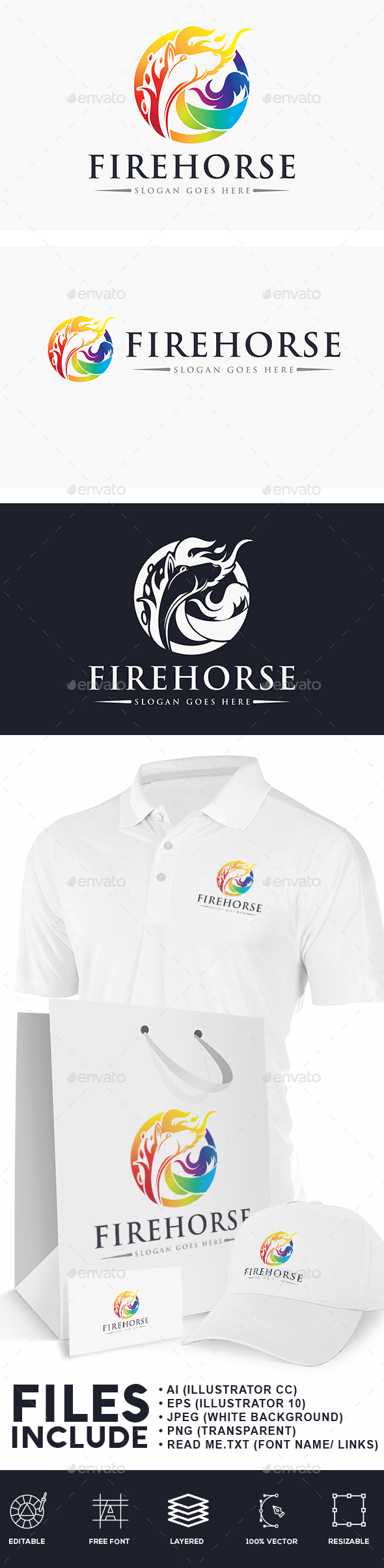 Fire Horse Logo - Animals Logo Templates