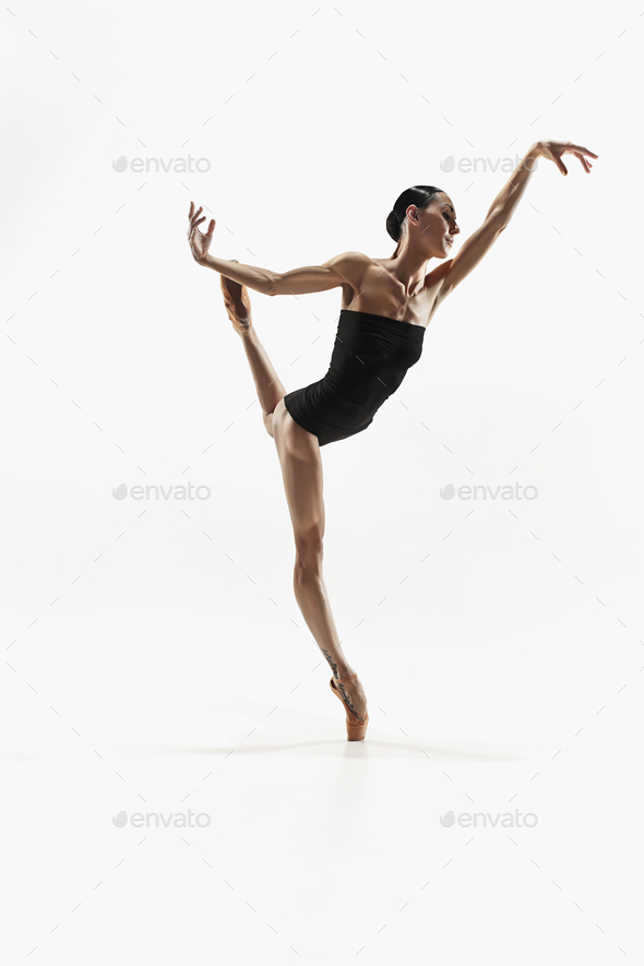 Aerobics fitness woman exercising isolated in full body. - Stock Photo - Images