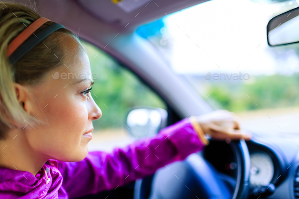 Car driving woman - Stock Photo - Images