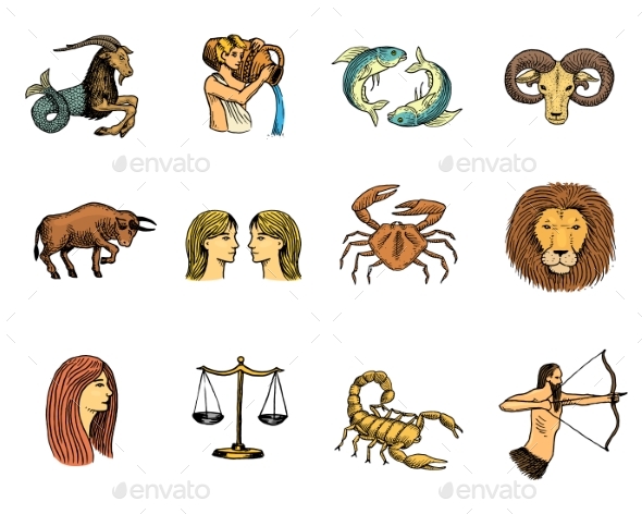 Zodiac Symbols Vector Astrology Zodiacal Signs - Miscellaneous Vectors