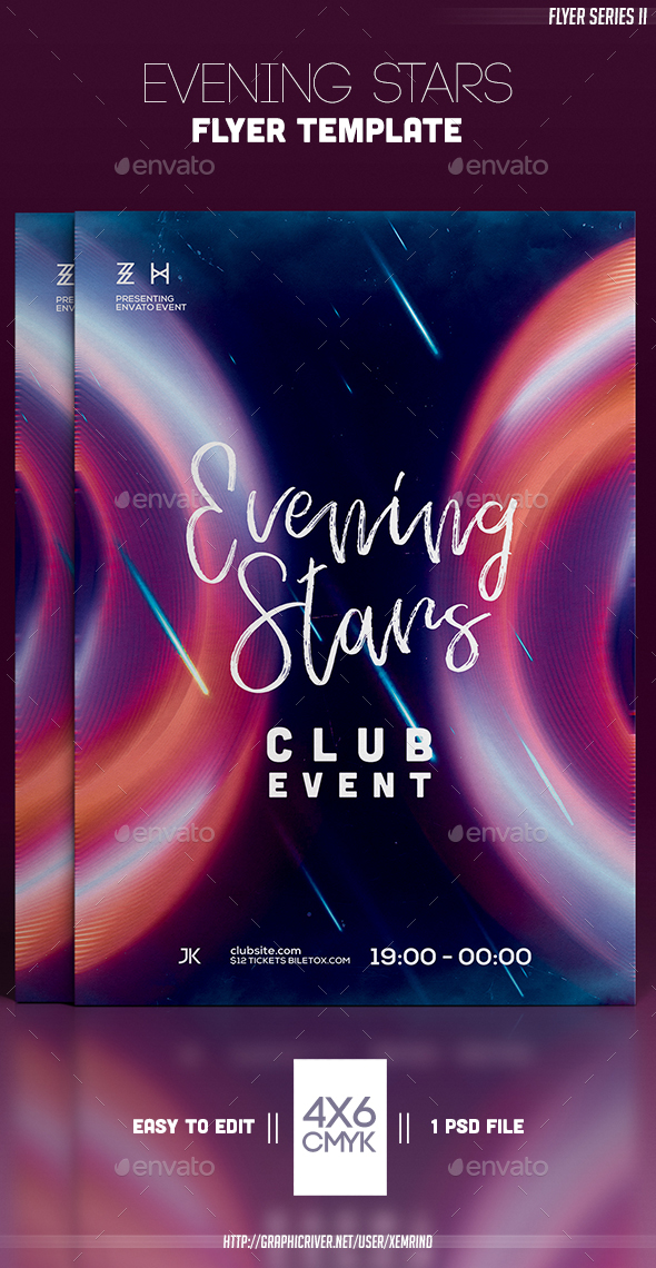 Evening Stars Flyer Template - Clubs & Parties Events