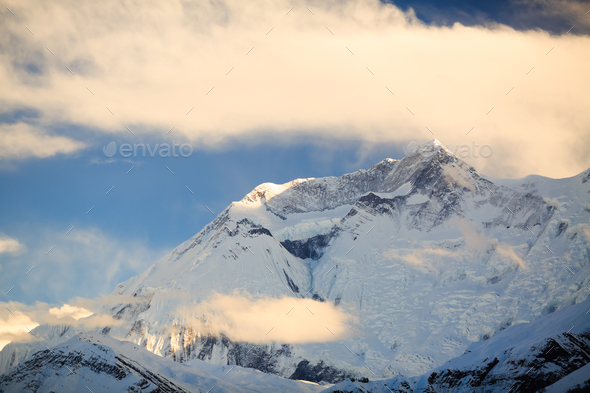 Mountain inspirational landscape, Annapurna range Nepal Stock Photo by blas