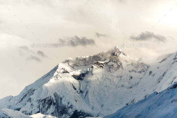Mountain inspirational landscape, Annapurna range Nepal - Stock Photo - Images