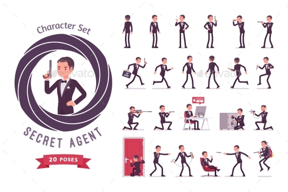 Secret Agent Man Ready-to-Use Character Set - People Characters