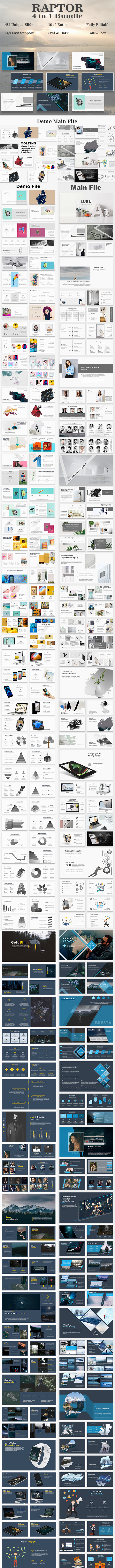 Raptor Bundle 4 in 1 Minimal PowerPoint Template - Creative PowerPoint Templates
