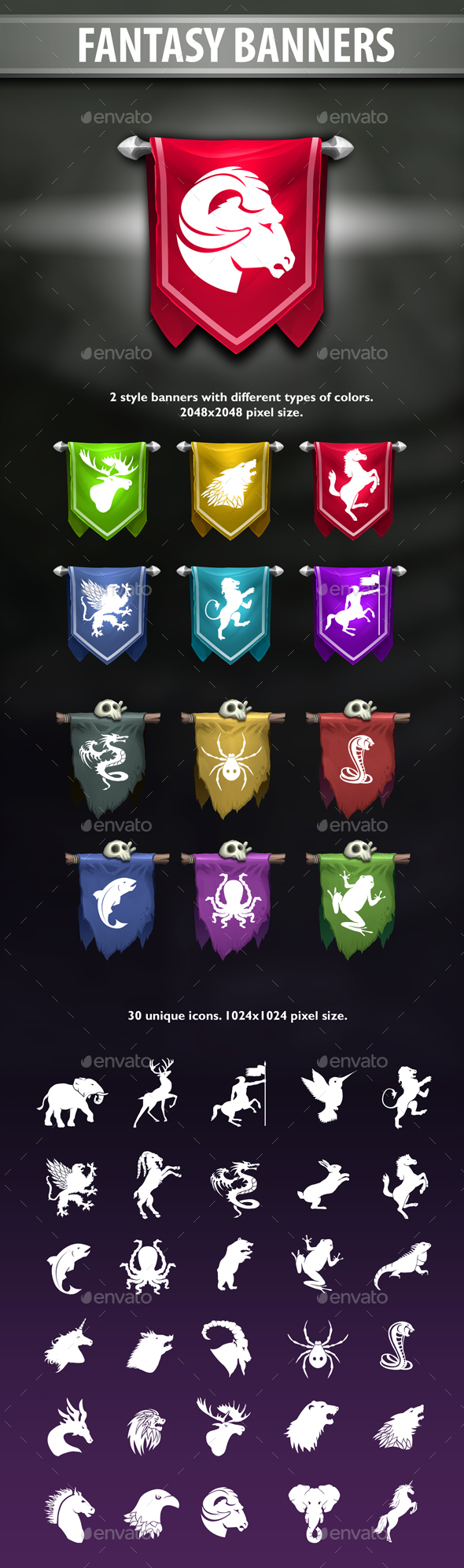 Fantasy Banners - Miscellaneous Game Assets