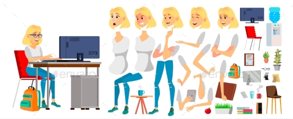 Business Woman Character Vector. Working Female - People Characters