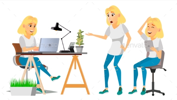 Business Woman Character Vector. Blonde Woman - People Characters
