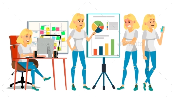 Business Woman Character Vector - People Characters