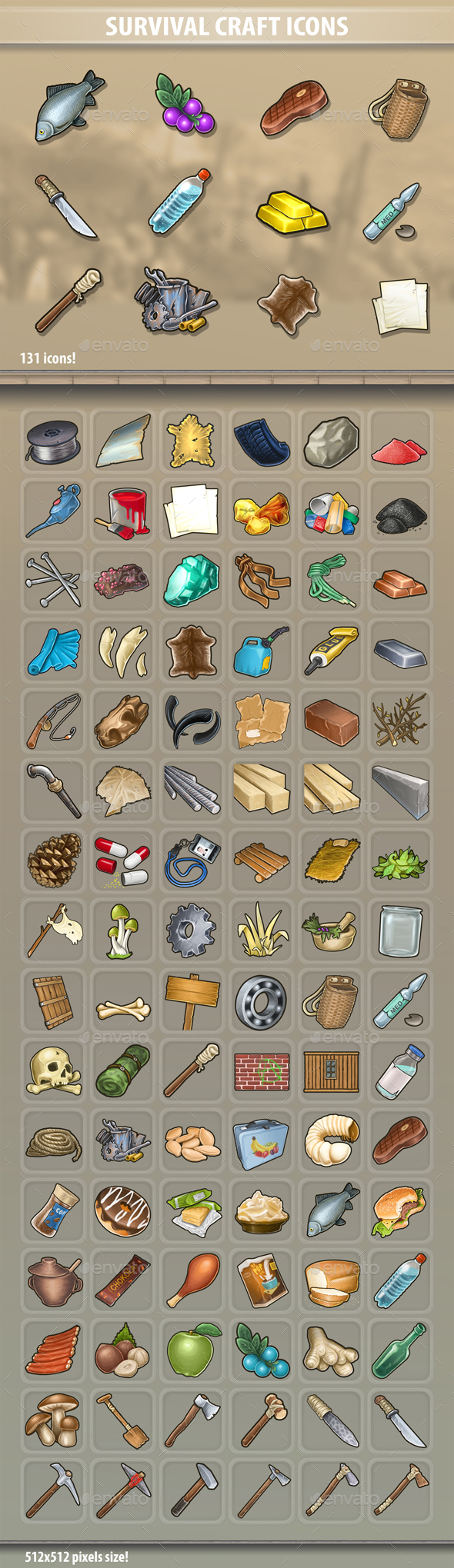 Survival Craft Icons - Miscellaneous Game Assets