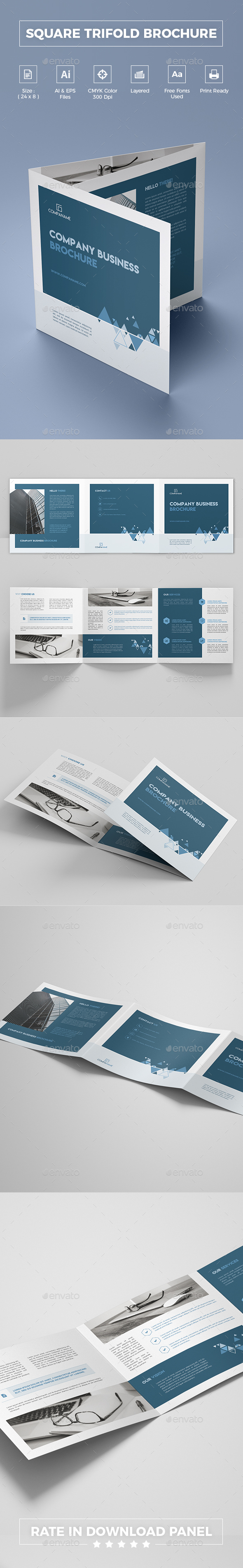 Square Trifold Brochure - Corporate Brochures
