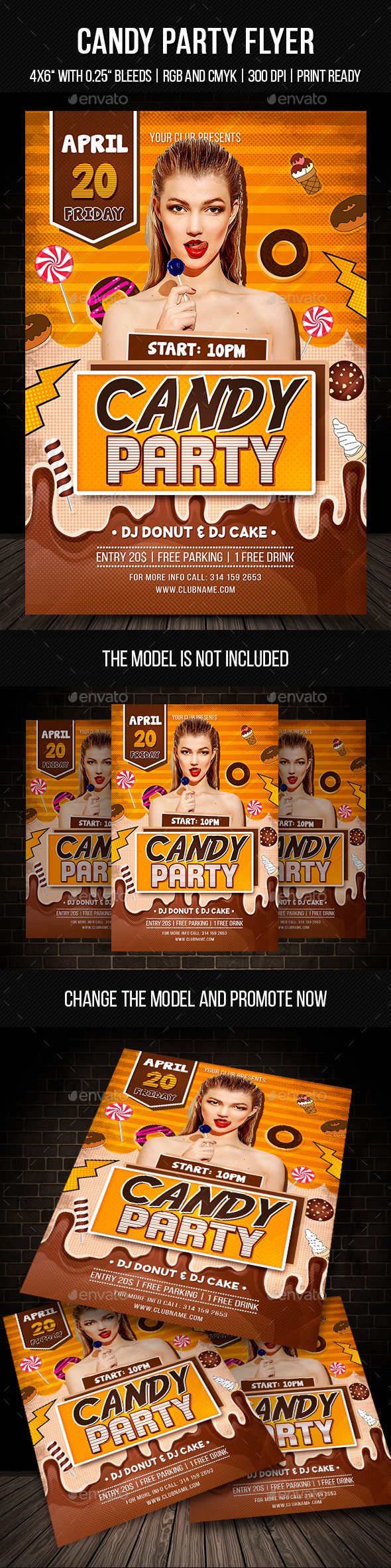 Candy Party Flyer Template - Clubs & Parties Events