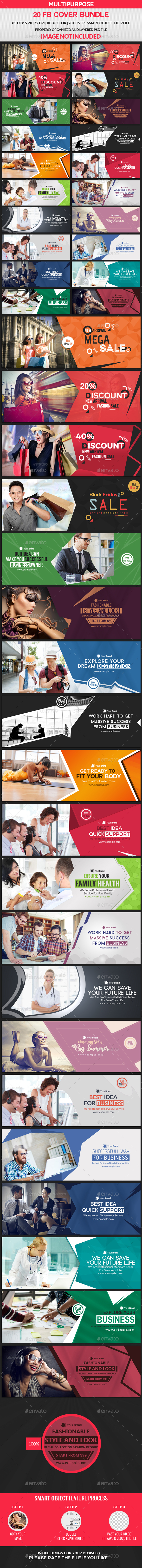 Facebook Cover - 20 Design Bundle - Facebook Timeline Covers Social Media