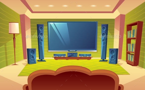 Vector Cartoon Home Theater - Media Technology