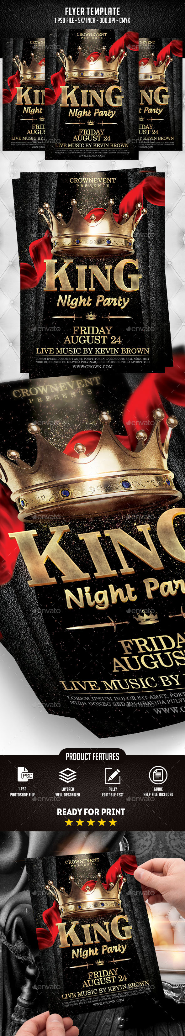 King Night Party Flyer Template - Clubs & Parties Events