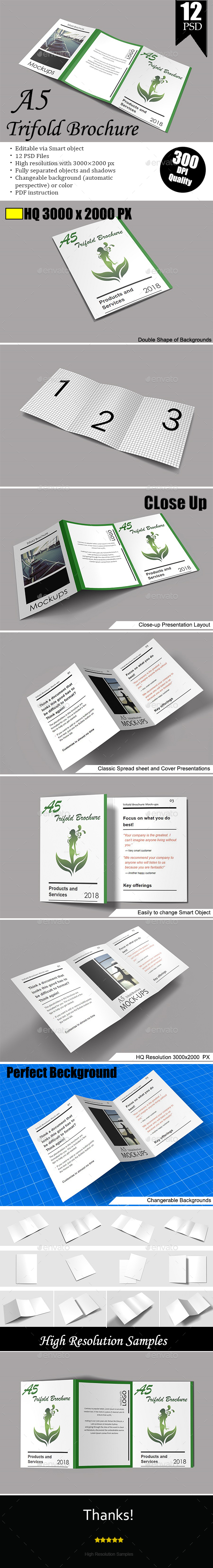 A5 Trifold Brochure Mockup Vol.1 - Brochures Print