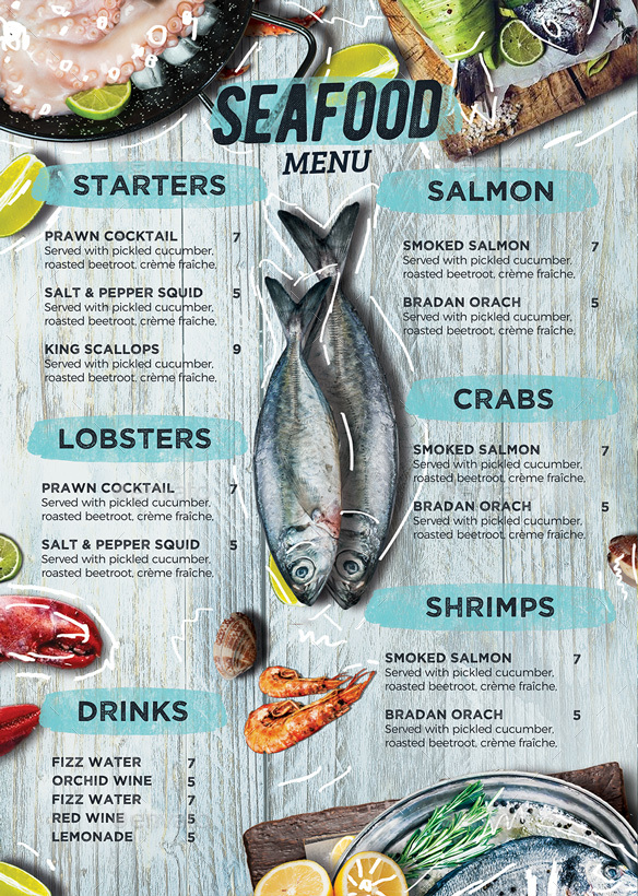 Seafood Menu by colorblinds | GraphicRiver