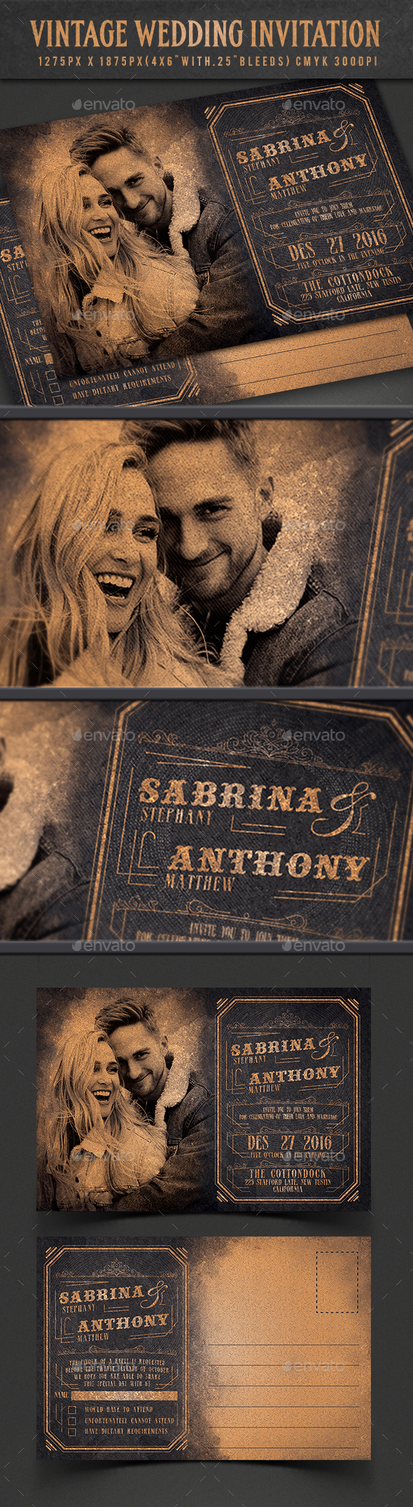 Vintage Wedding Invitation - Invitations Cards & Invites