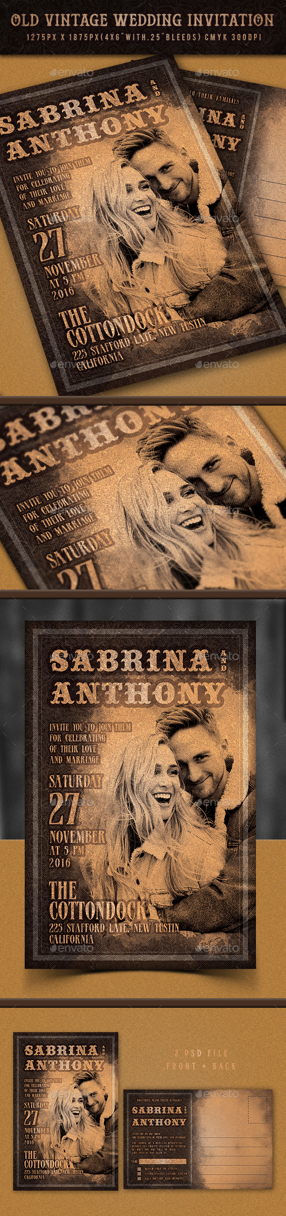 Vintage Wedding Invitation - Invitations Cards & Invites