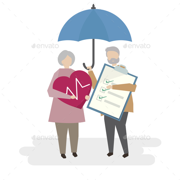 Illustration of seniors with life insurance Stock Photo by Rawpixel