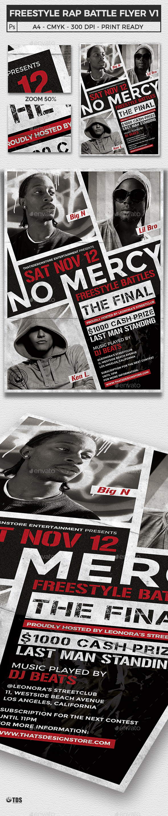 Freestyle Rap Battle Flyer Template V1 - Clubs & Parties Events